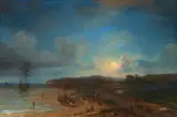 Küstenlandschaft im Mondschein by Jean Antoine Théodore Gudin, 1841, oil on canvas, offered Sep 2025