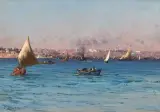 Segelschiffe vor Konstantinopel by Fausto Zonaro, oil on canvas, sold Sep 2025