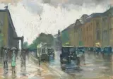 Unter den Linden mit Blick auf das Reiterstandbild Friedrich II., Altes Palais und die Bibliothek Berlin by Lesser Ury, pastel, offered Sep 2025