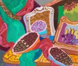 Chocolats sur une coiffeuse by Charles Lapicque, 1963, oil on canvas, sold Sep 2025