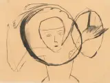 Figur im Kreis by Leiko Ikemura, charcoal, sold Sep 2025