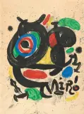 Affiche pour l'exposition Sculpture (vor der Schrift) by Joan Miró, 1971, color lithograph, sold Sep 2025