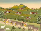 Alpfahrt by Erika Campi-Naef, oil on panel, sold Sep 2025