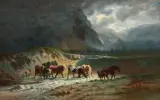 Furt mit Kühen by Charles Humbert, oil on canvas, sold Sep 2025