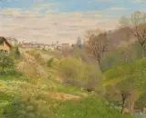 Frühlingslandschaft mit der Kathedrale von Lausanne im Hintergrund by Arthur Herzog, oil on canvas, offered Sep 2025