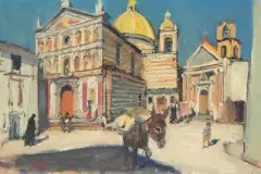 Nocera Terinese mit der Kirche San Giovanni Battista by Fritz Hug, oil on canvas, sold Sep 2025