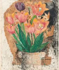 Tulpen by Helen Dahm, mixed media, sold Sep 2025