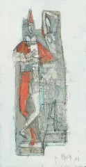Harlekin by Rudolf Mirer, 1981, oil, sold Sep 2025