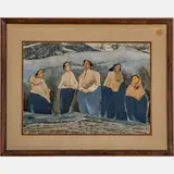 Of Different Genes,Watercolor by Jo Greenwald, mixed media,Signed lower left., offered Aug 2022