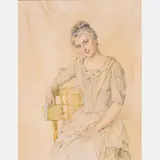 Portrait of Harriet Jeanette Sawyer by Maud Humphrey Bogart, Watercolor, offered May 2022