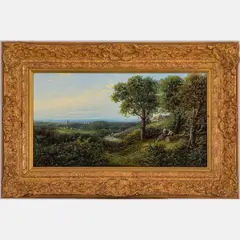 Landscape with Figures by Edwin Buttery, Oil on canvas, offered May 2022
