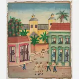 Town Scene by Fritz Monplaiser, Oil on canvas, offered May 2022