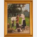 Figures at the Water Well by Robert Gemmell Hutchison, Oil on canvas, offered May 2022