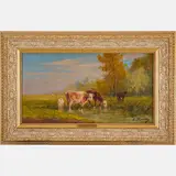 Landscape with Cows and Stream by Eugène Fromentin, Oil on canvas, offered May 2022