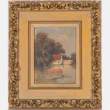 River Landscape with Cottage by George van Millett, Oil on board, offered May 2022