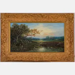 Landscape with Sheep and Pond by Edwin Buttery, Oil on canvas, offered May 2022