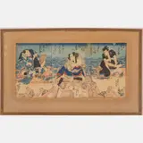 (Japanese, 1786-1864) Kabuki Actors Triptych by Utagawa Kunisada, Woodblock print, offered May 2022