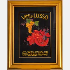 Vini Di Lusso by Plinio Codognato, Lithograph poster laid on muslin, offered May 2022