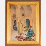 The Rug Merchant by Giulio Rosati, Watercolor, offered Apr 2022