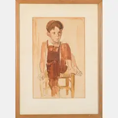 Boy in Brown by William Sommer, Watercolor on paper, offered Sep 2016
