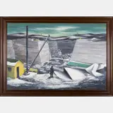 Industrial Landscape by Kenneth Anderson Wood, Watercolor gouache on board, offered Sep 2016