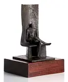 Seated Man by Helen Beling, Bronze on a wood base, offered Sep 2016