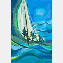 Trois Yachtmen Grosse Mer, Gentilly by Marcel Mouly, 2004, Oil on canvas, offered Aug 2016