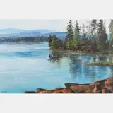 Lake Scene with a Boat by Chen Mao, Oil on canvas, offered Aug 2016