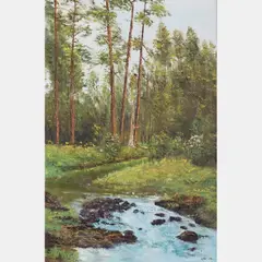 Forest Scene with River by Chen Mao, Oil on canvas, offered Aug 2016