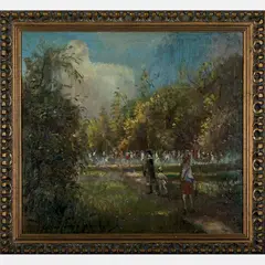 Park Scene with Figures by Árpád Bálint, Oil on canvas, offered Aug 2016