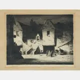 Courtyard Scene by Joseph Gray, Etching, offered Aug 2016