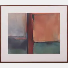 Untitled (Abstract of Peach, Green and Gray) by Kathleen Hammett, Oil on paper, offered Aug 2016