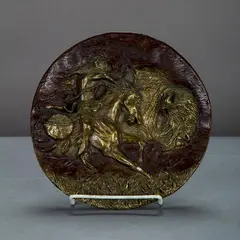 Buffalo Hunt by Gregory Perillo, Bronze relief plaque, offered Aug 2016