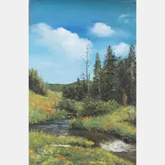 River Scene by Chen Mao, Oil on canvas, offered Jul 2016