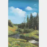 River Scene by Chen Mao, Oil on canvas, offered Jul 2016
