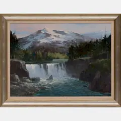 Landscape with Waterfall by Marc Moon, Oil on canvas, offered Jul 2016