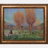 Shepherd with Flock by Abel George Warshawsky, Oil on canvas, offered Jul 2016