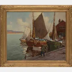 Harbor Scene by Jan Madden, Oil on canvas, offered Jul 2016