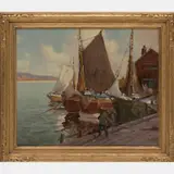 Harbor Scene by Jan Madden, Oil on canvas, offered Jul 2016