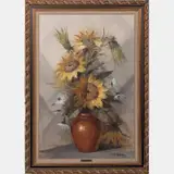Sunflowers by V. Majorana, Oil on canvas, offered Jul 2016