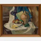 Still Life with Bowl of Fruit by Paul Perlmutter, Oil on canvas board, offered Jul 2016