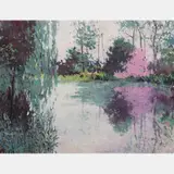 A Cloudy Day by the Pond by Carl Krabill, 1996, Oil and acrylic on canvas, offered Jul 2016