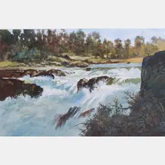 River Scene by Don Trager, Acrylic on paper, offered Jul 2016