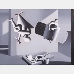 Positive by Mark Kostabi, Oil on canvas, offered Jul 2016