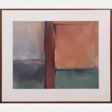 Untitled (Abstract of Peach, Green and Gray) by Kathleen Hammett, Oil on paper, offered Jul 2016