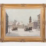 Warsaw in Winter by Stanislav Chimienski, Oil on canvas, offered Jun 2016