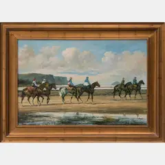 Figures on Horseback by C. Bach, Oil on canvas, offered Jun 2016