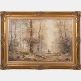 Autumn Landscape with Children by Jules Polek, Oil on canvas, offered Jun 2016