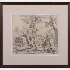 Mercury and Argus by Simone Cantarini, Etching on laid paper, offered Jun 2016