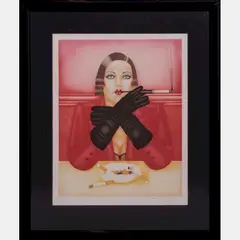 Smoking Lady by Shimon Okshteyn, Serigraph, offered Jun 2016